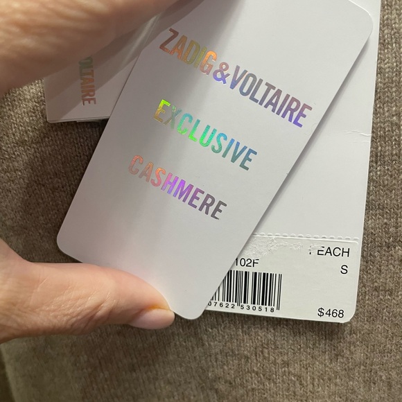 NWT Zadig & Voltaire Gaby 100% Cashmere Crew Sweater Sz Small $468 - Picture 9 of 11